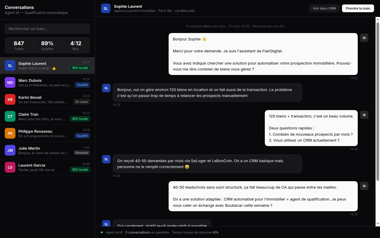 Agent IA — Qualification & RDV auto