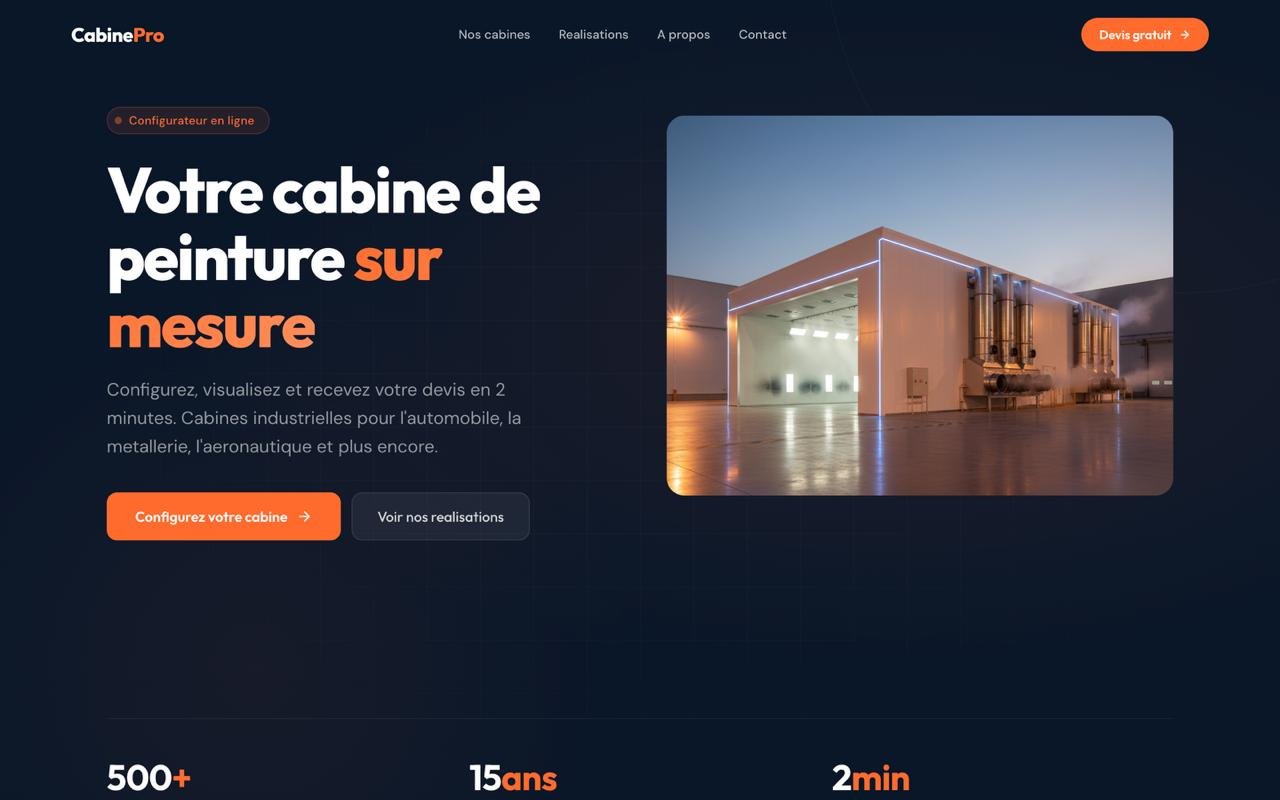 App web — Configurateur de cabines de peinture