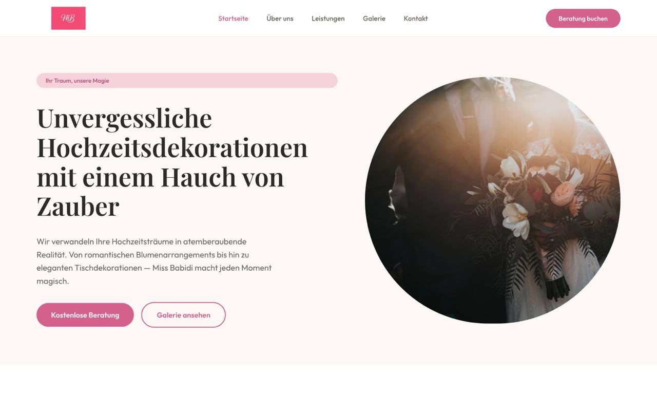 Site vitrine — Décoratrice de mariages