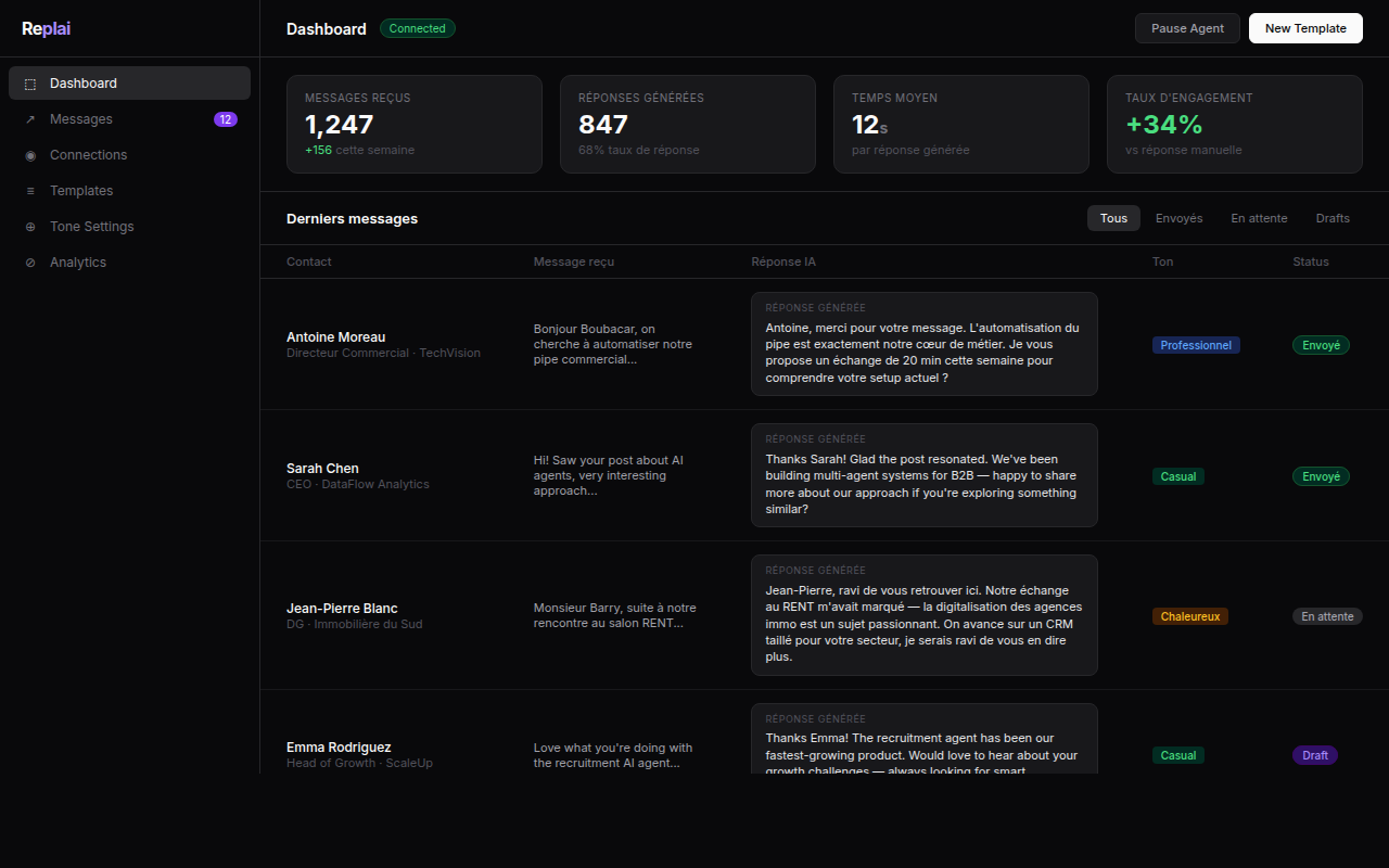 Replai — Réponses LinkedIn par IA